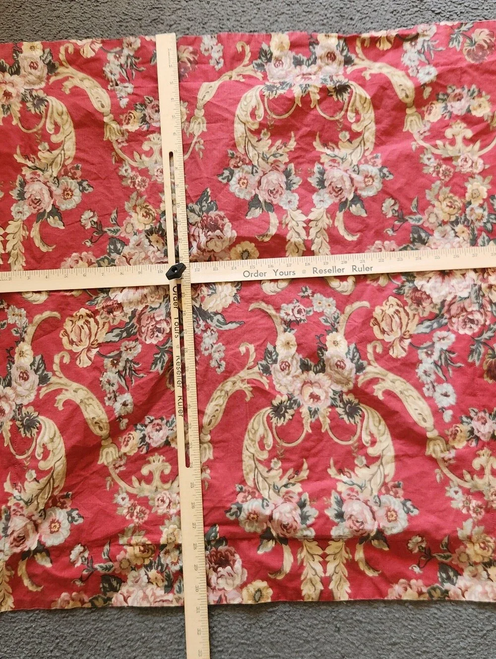 RALPH LAUREN Pillowcase Sham Full Vintage 100% Cotton Red Made USA Floral